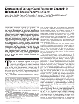 Expression of Voltage-Gated Potassium Channels in Human and Rhesus Pancreatic Islets Lizhen Yan,1 David J