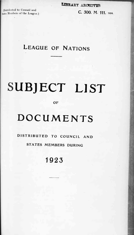 Subject List