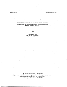 July, 1976 Report ESL-R-671 SENSITIVITY ANALYSIS OF