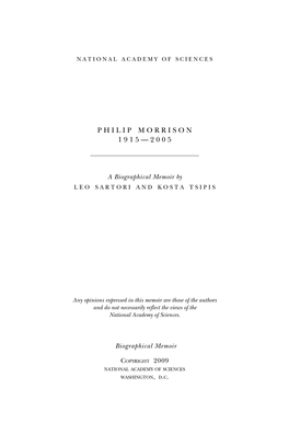 Philip Morrison 1 9 1 5 — 2 0 0 5