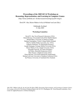 Proceedings of the 2005 IJCAI Workshop on Reasoning