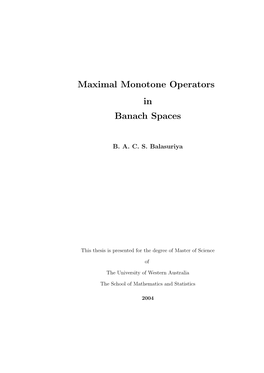 Maximal Monotone Operators in Banach Spaces