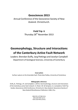 Geomorphology, Structure and Interactions of the Canterbury Active Fault Network