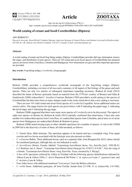 World Catalog of Extant and Fossil Corethrellidae (Diptera)