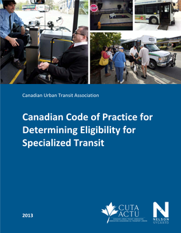 Canadian Code of Practice for Determining Eligibility for Specialized Transit