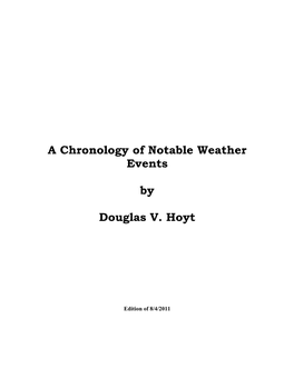 A Chronology of Notable Weather Events by Douglas V. Hoyt