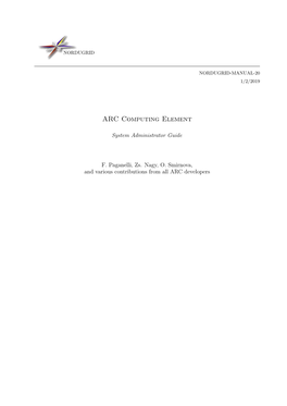 ARC Computing Element System Administrator Guide