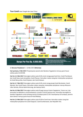 Tour Candi Jawa Tengah Dan Jawa Timur 1. Rencana Perjalanan 5