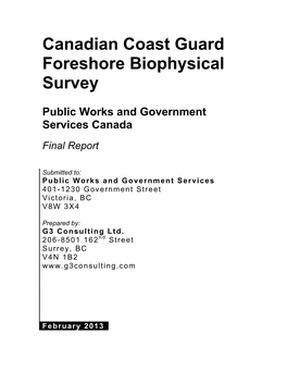 Canadian Coast Guard Foreshore Biophysical Survey