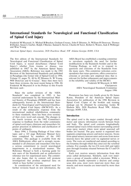International Standards for Neurological and Functional Classi®Cation of Spinal Cord Injury
