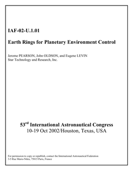 Earth Rings for Planetary Environment Control