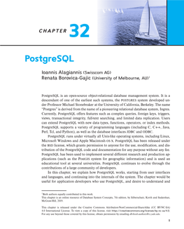 Chapter 32: Postgresql