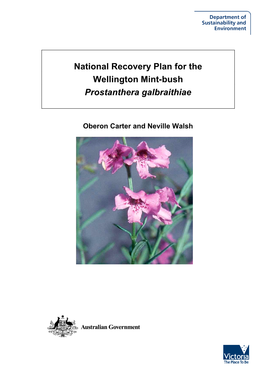 National Recovery Plan for the Wellington Mint-Bush Prostanthera Galbraithiae