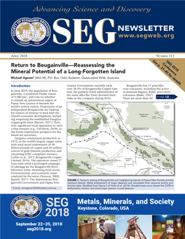 Advancing Science and Discovery NEWSLETTER Metals, Minerals