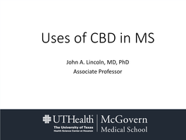 Uses of CBD in MS