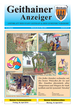 Amtsblatt Der Stadt Geithain & Der Gemeinde Narsdorf