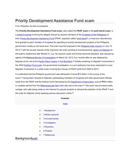 Priority Development Assistance Fund Scam