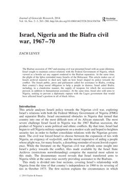 Israel, Nigeria and the Biafra Civil War 1967–70