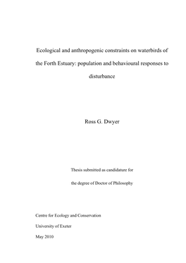 Ecological and Anthropogenic Constraints on Waterbirds of the Forth Estuary: Population and Behavioural Responses To