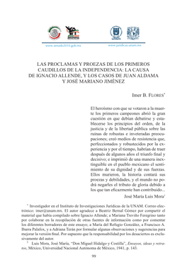 La Causa De Ignacio Allende, Y Los Casos De Juan Aldama Y José Mariano Jiménez