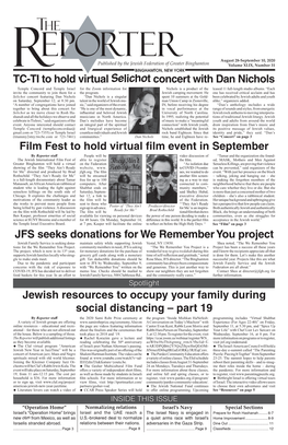Film Fest to Hold Virtual Film Event in September JFS Seeks Donations For