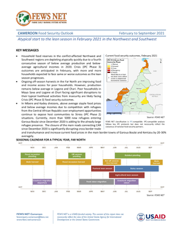 February to September 2021 Atypical Start to the Lean Season in February 2021 in the Northwest and Southwest