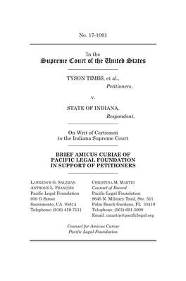 Brief Amicus Curiae of Pacific Legal Foundation in Support of Petitioners ______