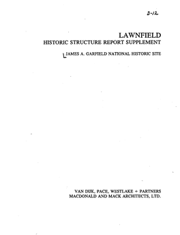 Lawnfield Historic Structure Report Supplement