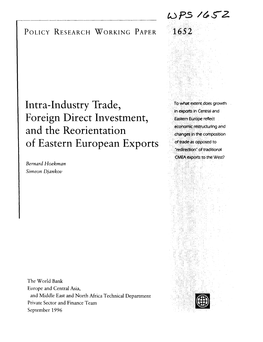 Foreign Direct Investment, Central and Eastern Europe, Economic Integration