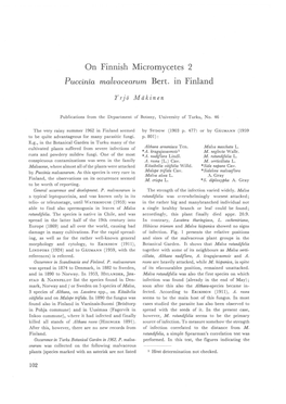 On Finnish Micromycetes 2 Puccinia Malvacearum Bert