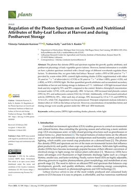 Regulation of the Photon Spectrum on Growth and Nutritional Attributes of Baby-Leaf Lettuce at Harvest and During Postharvest Storage