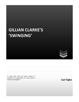 Gillian Clarke's Poetics in 'Swinging'