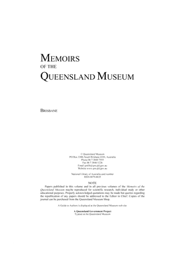 Memoirs Queensland Museum