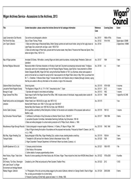 Wigan Archives Service, Accessions 2013