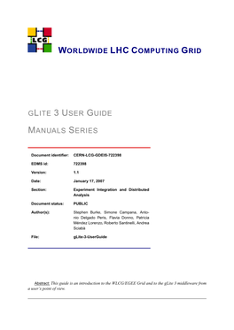 Worldwide Lhc Computing Grid Glite 3 User Guide