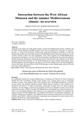 Interaction Between the West African Monsoon and the Summer Mediterranean Climate: an Overview