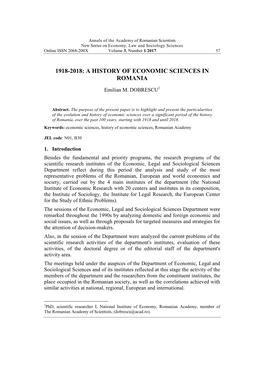 Academy of Romanian Scientists New Series on Economy, Law and Sociology Sciences Online ISSN 2068-200X Volume 3, Number 1/2017 57
