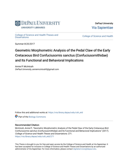 Geometric Morphometric Analysis of the Pedal Claw of the Early