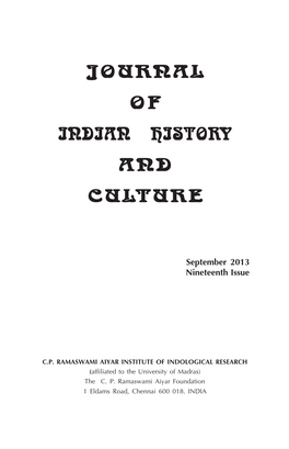 Journal of Indian Histor Indian History and Culture