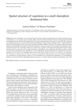 Spatial Structure of Vegetation in a Small Charophyte Dominated Lake