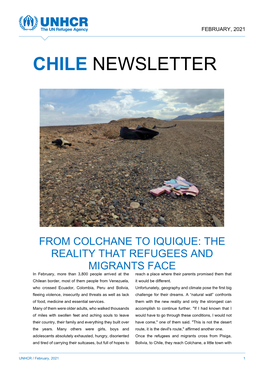 UNHCR Chile Reinforced Its Presence with Advantage of the Little That One Brings with Oneself " He Missions to the Regions of Tarapacá (Huara, Colchane, Says