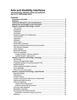 Arts and Disability Interfaces New Technology, Disabled Artists and Audiences Part 2 of 4: Technology Report