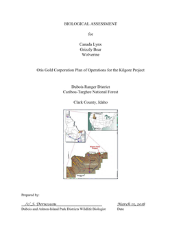 BIOLOGICAL ASSESSMENT for Canada Lynx Grizzly Bear