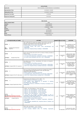 Auction Details Seller Details