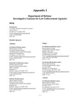 Appendix 1 Department of Defense Investigative Liaisons for Law