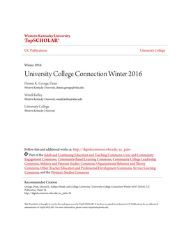 University College Connection Winter 2016 Dennis K