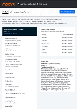 9A Bus Time Schedule & Line Route