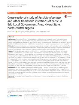 Cross-Sectional Study of Fasciola Gigantica and Other Trematode