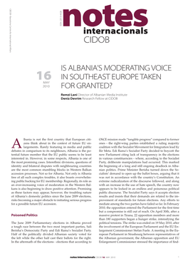 Is Albania's Moderating Voice in Southeast Europe Taken for Granted?