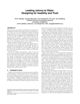 Leading Johnny to Water: Designing for Usability and Trust